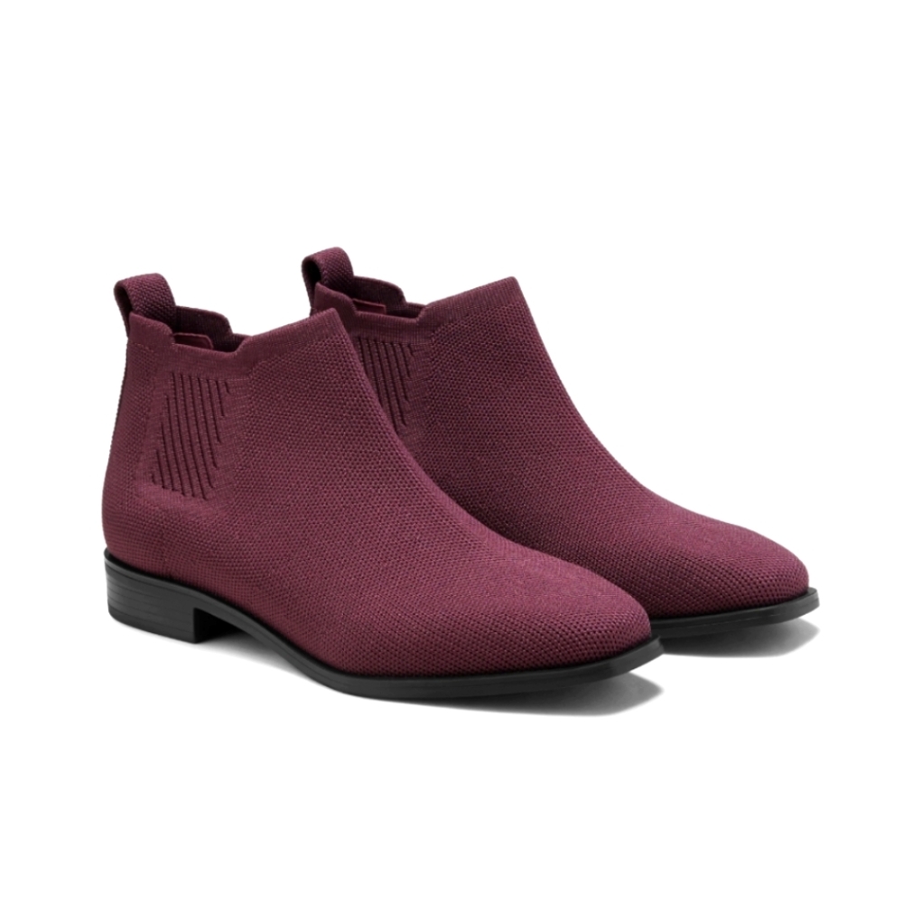 Vivaia Ryan Square-Toe Water-Repellent Chelsea Ankle Boots Bordeaux Red Sz 39
